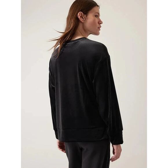 Athleta Retroplush Velvet Crewneck Sweatshirt – Black – Size L - Picture 6 of 9